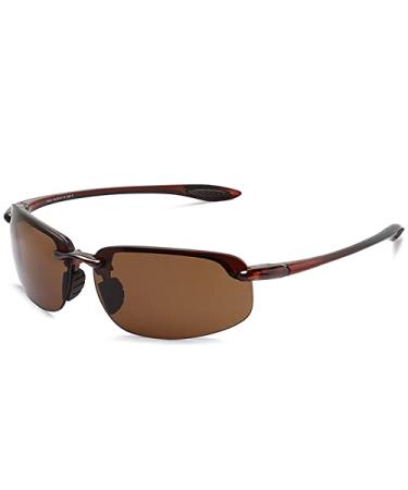 JULI Sports Sunglasses for Men Women Tr90 Rimless Frame for Running Fishing Baseball Driving MJ8001 C3-Brown/Brown Polarized