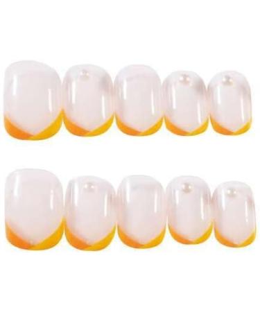 French Tip Press on Nails - Short Square Press On Nails with Nail Tips French freshing Candy colored pearls Design Glossy press on nails Acrylic False Nails Cute Artificial Nails - Buy Online on GoSupps.com