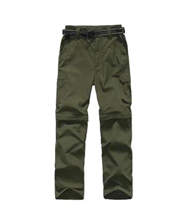 Anyanmoutn Boy's Outdoor Quick Dry Pants Kids' Cargo Pant Casual Hiking Climbing Convertible Trouser Fishing Pants Green 18 Years