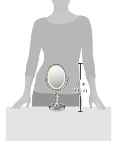 Conair Double-Sided Lighted Makeup Mirror - 1x/7x Magnification, Polished Chrome with Crystal Ball Stem - Buy Online on GoSupps.com