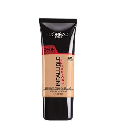 L'Oreal Paris Infallible Pro-Matte Foundation Natural Buff 103 1 oz (Pack of 2)