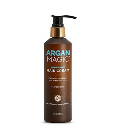Argan Magic Nourishing Hair Cream - Hydrates, Conditions, and Eliminates Frizz for All Hair Types | Seals in Shine | Made in USA, Paraben Free, Cruelty Free (8.5 oz) 8.5 Ounce (Pack of 1)