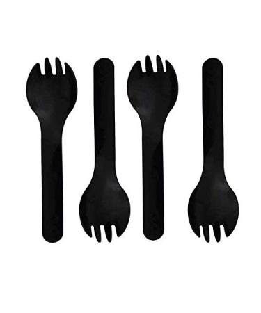WOIWO 100Pcs Medium-Weight Cutlery Spork Disposable Plastic Spork (Black)