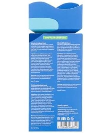 Q+A Bodycare Heroes Gift Set - 3-Step Skincare Routine: Salicylic Acid Shower Gel AHA Exfoliating Scrub & Vitamin C Body Cream Travel Size 50ml Each Exfoliates - Buy Online on GoSupps.com