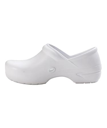Anywear Guardian Angel Nursing Shoes Clogs for Women and Men Antimicrobial Slip Resistant Shoes for Healthcare and Food Service 10 White