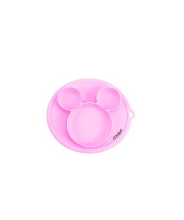 Mamabear-Suction Plate with Built-in Placemat 100% Silicone for Infants + Toddlers - First Foods + Baby led weaning - Easy Clean (Pink)