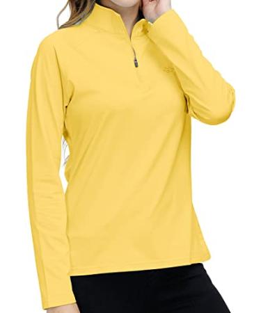 Long Sleeve Golf Polo Shirts for Women Stand Up Collar Thermal Fleece Womens Tank Top Large Yellow