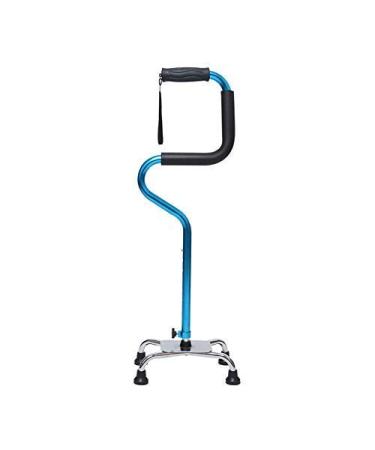 Old Four-Foot Walker Non-Slip Blue/Silver Old Multi-Function Crutches Non-Slip Walking Stick with Hospital Interesting