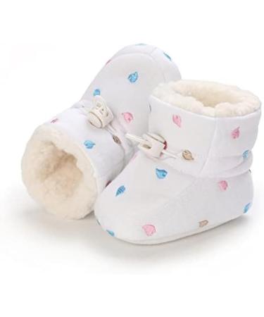 Baby Winter Warm Fleece Booties | Non-Slip Soft Sole Sock Shoes for Girls Boys | Adjustable Crawling Prewalker Boots | 0-18 Months (12-18 Months) - B White - Buy Online on GoSupps.com