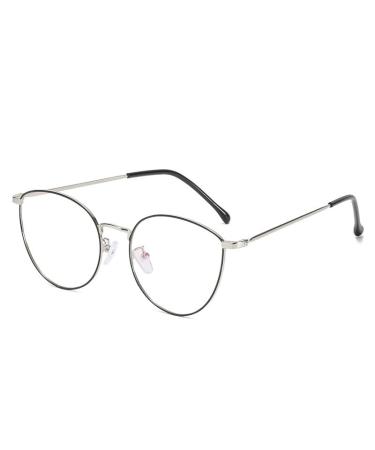PARWANA Sturdy Reading Glasses Anti UV Computer Readers Anti Blue Light Flat Light Mirror Eyewear for Women/Men +0.00 Silver