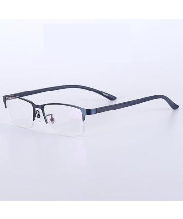 Zhuyiqz semi-frame reading glasses Anti-UV computer reader Anti-blue light flat light light level New presbyopia glasses (color: blue size: +300) +300 Blue