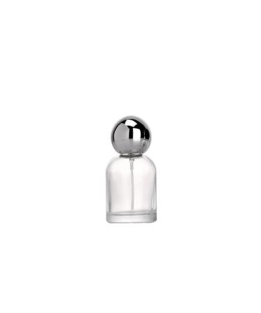Cylindrical Perfume Bottle Refillable Transparent Glass Spray Bottle Suitable for Travel Portable Refillable Makeup Perfumery (Color : Silver ball-30ml)