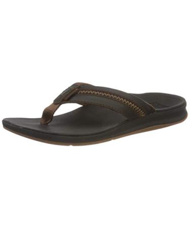 Reef Men's Sandals Leather Ortho-Bounce Coast Leather Arch Support Flip Flops for Men 8 Black/Brown