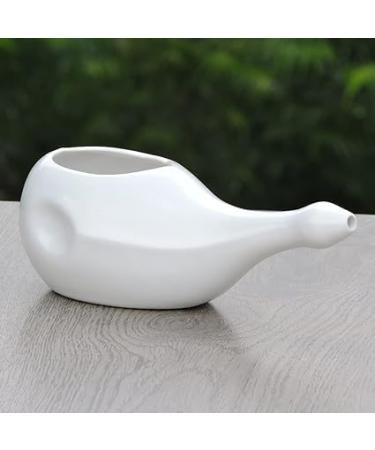 Ancient Impex Ceramic Neti Pot for Nasal Cleansing Without Handle + 5 Sachets Neti Salt - White Color Holds 300.00 Ml(10.14 Fl Oz) Capacity - Buy Online on GoSupps.com