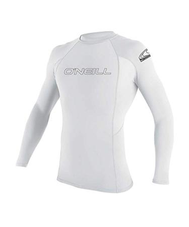 O'Neill Wetsuits Men's Basic Skins UPF 50+ Long Sleeve Rash Guard, White, XL
