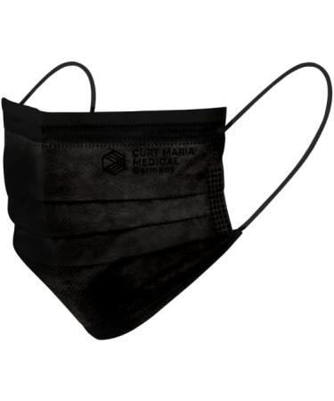 Dustpirate Curt Maria Medical Face Masks - 50 Pieces 3-Layer 100% Made in Germany NOx Black Disposable Mouth Protection with Ear Loops - Buy Online on GoSupps.com