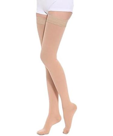 TOFLY Medical Thigh High Compression Stockings | Firm 20-30mmHg Graduated Compression Socks | Silicone Band Support | Varicose Veins, Edema, Travel | Beige XL - Buy Online on GoSupps.com