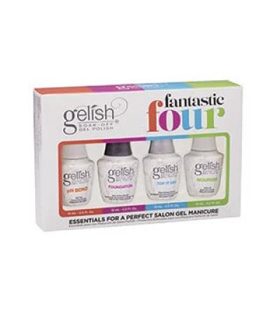 Gelish Fantastic Four Essentials Collection Soak Off Gel Nail Polish Kit 0.5 Fl Oz (Pack of 4)