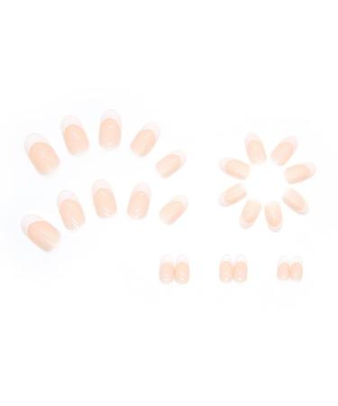 24Pcs French Tip Press-On Nails | Medium Almond Acrylics | Reusable Glossy White False Nails for Women & Girls | Perfect Nail Decoration - Buy Online on GoSupps.com
