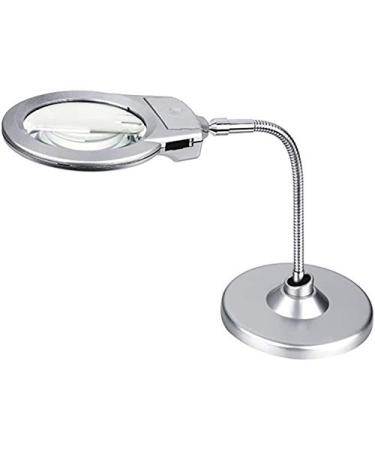 Magnifying Glasses with Light Stand 2.5X 5X Lighting Desktop Super Large Double Lens Sturdy Bracket with 2 Bright LED Lights Desktop Magnifying Glass Lamp with Magnifying Glass Reading Light.