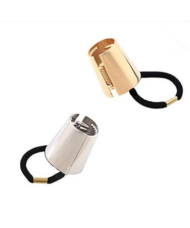Gothic Punk Metal Hair Ties Set - 2PCS Ponytail Holders with Hair Cuff Clips in Gold and Silver - Hair Accessory for Women and Girls - Buy Online on GoSupps.com