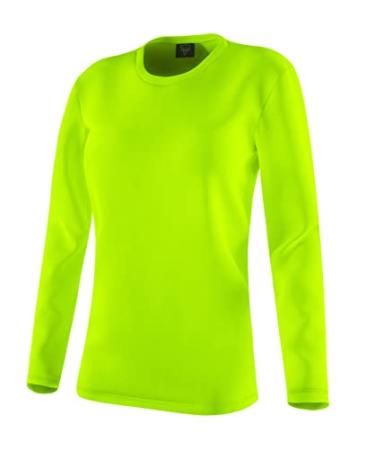 URBAN BUCK Mens Neon Athletic Sport Shirts Casual Long Sleeve High Visibility Quick Dry Workout Women Tshirt Medium Neon Womens Long Sleeves - Green