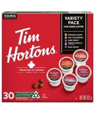 Tim Hortons variety pack 120 count bundle: Bold roast 24 Original medium roast 24 Colombian roast 24 French vanilla 24 Dark roast 24. - Buy Online on GoSupps.com