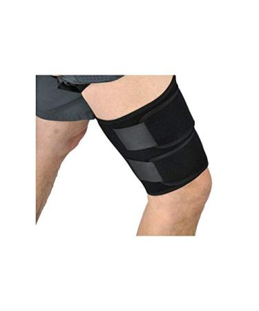 Thigh Hamstring Support Compression Brace Wrap Adjustable Neoprene Sports Leg Sleeve for Pulled Hamstring Strain Injury Rehab for Gym Running Fitness Football Badminton Basketball 1Pack Black