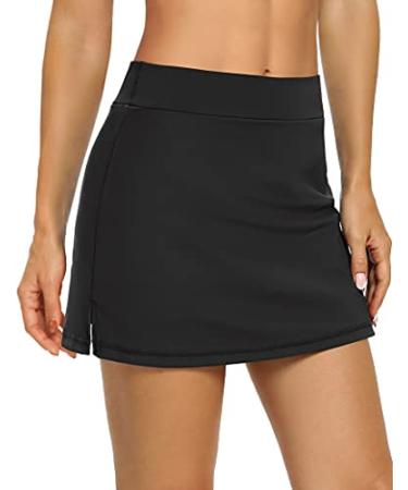 LouKeith Tennis Skirts for Women Golf Athletic Activewear Skorts Mini Summer Workout Running Shorts with Pockets Medium Black