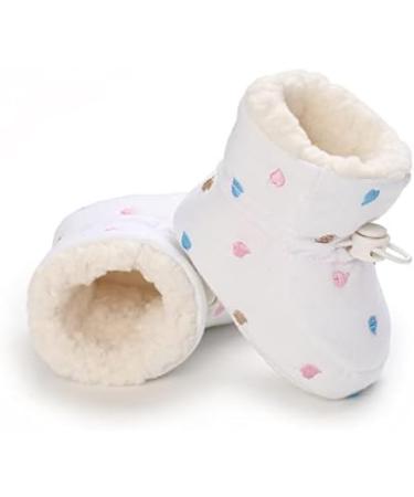 Baby Winter Warm Fleece Bootie Non-Slip Soft Sole Shoes Socks for Girls Boys 6-12 Months B White - Buy Online on GoSupps.com