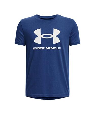 Under Armour Boys' Sportstyle Logo Short-Sleeve T-Shirt (471) Blue Mirage / White / White Large