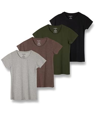 Women's 4-Pack Classic-Fit Cotton Short-Sleeve Scoop Crew Neck T-Shirt (Available in Plus Size) Regular Size Large Set 3