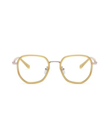 VENOAL Anti UV Presbyopia Glasses Irregular Computer Reader Large Reading Lens Blue Light Blocking Flat Mirror (Color : Yellow Size : +0.00) +0.00 Yellow