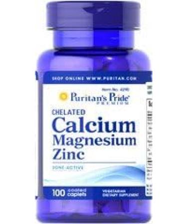 Puritan's Pride Chelated Calcium Magnesium Zinc 1000/400/25 mg - 100 Caplets - Buy Online on GoSupps.com