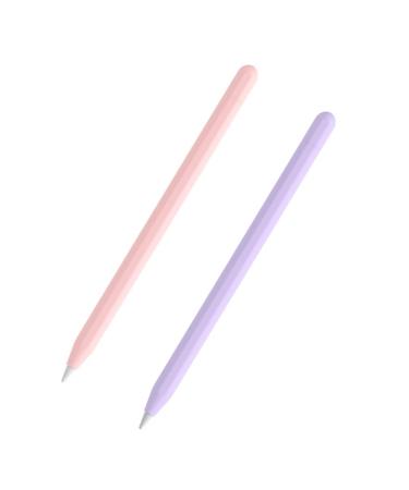 SOSOPSORT Insert pencil pencils Silicone skin cover cover Compatible for apple pencil 2 generation 2PCs NIB-cover (purple+ pink) spring pencils input pins pink+ purple