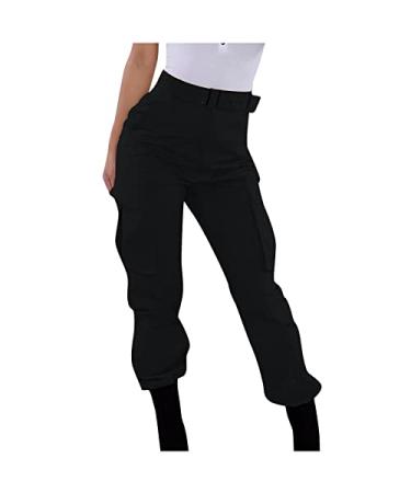 Pants for Women Summer Hip Hop Casual Baggy Sweatpants Multiple Pockets High Waist Cargo Pants Joggers Trousers Medium Black