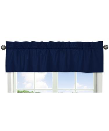 Sweet Jojo Designs Solid Navy Blue Window Treatment Valance for Stripes Bedding Collection