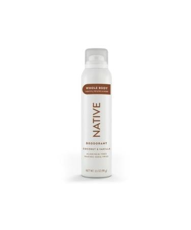 Native Whole Body Deodorant Spray - Coconut & Vanilla Aluminum-Free Baking Soda 3.5 oz - Unisex Deodorant for Women & Men - Buy Online on GoSupps.com