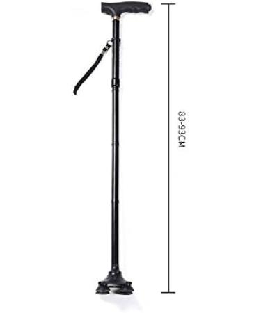 Walking Stick Adjustable Crutch Lightweight Aluminum Cane with Five-Section Telescopic with Handrails Cane for Daily Living Aid (Black) (with LED Light) - Buy Online on GoSupps.com