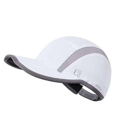 GADIEMKENSD Reflective Folding Outdoor Hat Unstructured Design UPF 50+ Sun Protection Sport Hats for Womens and Mens White