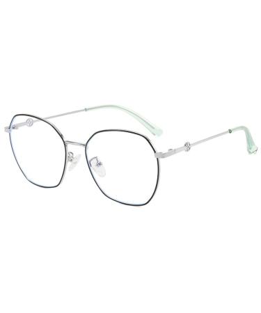 Blue Light Blocking Reading Glasses Oval Anti Eye Strain Large Computer Readers Presbyopic Glasses Flat Light Mirror +0.00 Black-silver