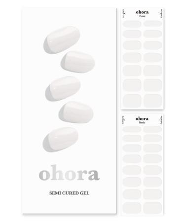 ohora Semi Cured Gel Nail Strips (N Clean White) - Works with Any Nail Lamps  Salon-Quality  Long Lasting  Easy to Apply & Remove - Includes 2 Prep Pads  Nail File & Wooden Stick