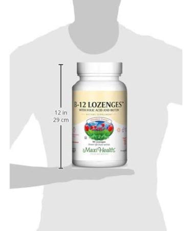 Vitamin B12 Lozenges with Folic Acid, Biotin - Sublingual Strawberry Flavor - Vegetarian Kosher 90 Count Pack - Energy and Red Blood Cell Support - Buy Online on GoSupps.com