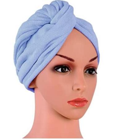 Dry Microfiber Hair Towel Wraps  Fast Drying Turbans for Women with Long  Curly and Thick Hair  Soft Ultra Absorbent and Anti Frizz Hair Products for Salon and Home Shower  Blue  Single