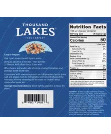 Thousand Lakes 32 Bean & 8 Veg Soup Mix - 5lbs Bulk | Low Sodium, No Fat, High Fiber | 100 Servings | Vegan - Buy Online on GoSupps.com