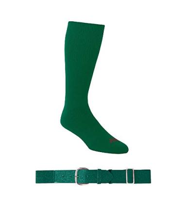 Baseball/Softball Matching Colored Belt & Sock Combo (Youth & Adult, 16 Colors) Forest Green Socks & Belt Small Socks / Youth Belt