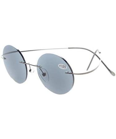 Eyekepper Titanium Rimless Round Reading Sunglasses +1.50 Grey Lens - Sunshine Readers - Buy Online on GoSupps.com