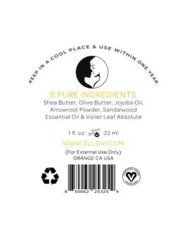 Ellovi All-Natural Unisex Body Butter - Noir Blanc - Pure Enough to Eat - Made With Just 6 Vegan Ingredients - 100% Plant-Based Hydrating Moisturizer For Naturally Healthy Skin (1 fl. oz/33ml) - Buy Online on GoSupps.com