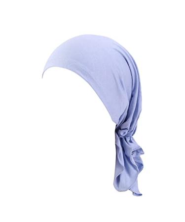 Turban Loss Head Wrap Hair Muslim Hat Stretch Women Cap Scarf Cap Baseball Caps Women Hats Light Blue-a One Size