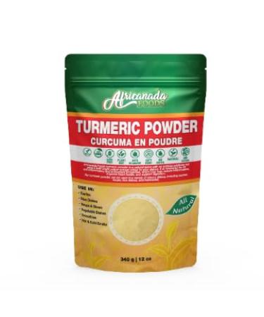 Africanada Foods All Natural Turmeric Powder | Use in Curries Rice Dishes Soups and Stews Vegetable Dishes Smoothies Hot and Cold Drinks | resealable bag | 340g